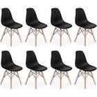 Kit 8 Cadeiras Charles Eames Eiffel Wood Design - Preta