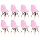 Kit 8 Cadeiras Charles Eames Eiffel Wood Design Rosa