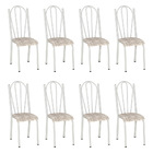 Kit 8 Cadeiras De Cozinha Alasca Estampado Rattan Pés De Ferr