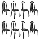 Kit 8 Cadeiras De Cozinha Arizona Estampado Preto Florido Pés