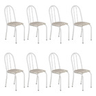 Kit 8 Cadeiras De Cozinha Califórnia Estampado Rattan Bege Pé