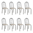 Kit 8 Cadeiras De Cozinha Califórnia Estampado Rattan Bege Pé