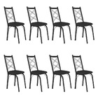 Kit 8 Cadeiras De Cozinha Delaware Corino Preto Pés De Ferro