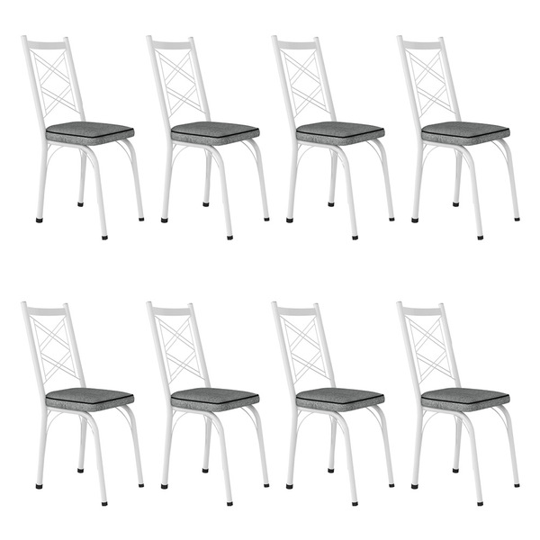 Kit 8 Cadeiras De Cozinha Delaware Estampado Andorinha Pés De