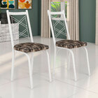 Kit 8 Cadeiras De Cozinha Delaware Estampado Mosaico Palha Pé