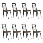 Kit 8 Cadeiras De Cozinha Delaware Estampado Mosaico Palha Pé