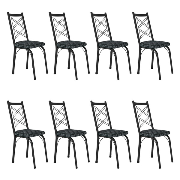 Kit 8 Cadeiras De Cozinha Delaware Estampado Mosaico Silver P