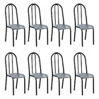 Kit 8 Cadeiras De Cozinha Flórida Estampado Pará Cinza Pés De