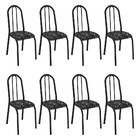 Kit 8 Cadeiras De Cozinha Flórida Estampado Preto Florido Pés