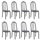 Kit 8 Cadeiras De Cozinha Flórida Estampado Preto Listrado Pé