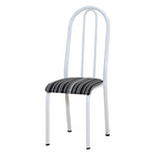 Kit 8 Cadeiras De Cozinha Flórida Estampado Preto Listrado Pé