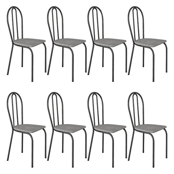 Kit 8 Cadeiras De Cozinha Texas Estampado Grafiato Pés De Fer