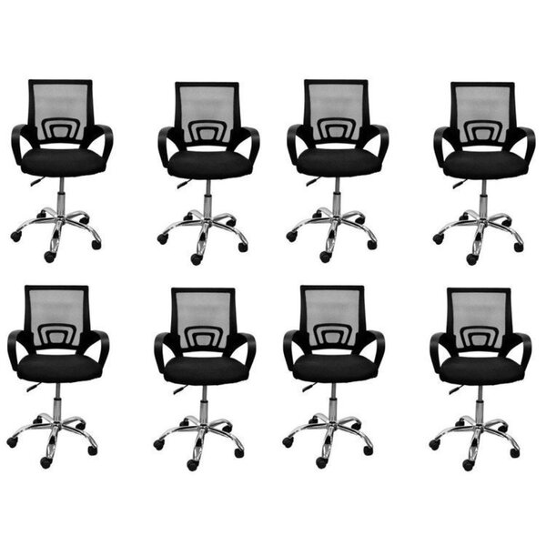 Kit 8 Cadeiras De Escritório Diretor Tela Mesh Base Cromada S