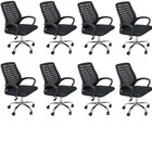 Kit 8 Cadeiras De Escritório Diretor Tela Mesh Cádis Preto