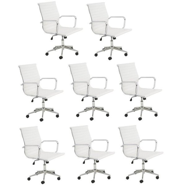 Kit 8 Cadeiras De Escritório Presidente Esteirinha Em Corino
