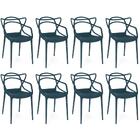 Kit 8 Cadeiras De Jantar Allegra Design Empilhável - Azul Mar