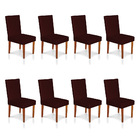 Kit 8 Cadeiras De Jantar Cannes Suede Pés Castanho - Pallazio