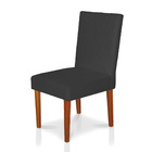 Kit 8 Cadeiras De Jantar Cannes Suede Pés Castanho - Pallazio