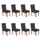 Kit 8 Cadeiras De Jantar Cannes Suede Pés Castanho - Pallazio