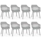 Kit 8 Cadeiras De Jantar Estofada Marcela - Cinza