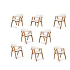 Kit 8 Cadeiras De Jantar Estofadas Em Madeira Maciça E Linho