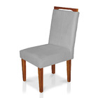 Kit 8 Cadeiras De Jantar Lyon Suede Cinza Pés Castanho - Pall