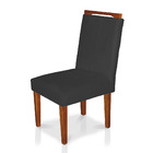 Kit 8 Cadeiras De Jantar Lyon Suede Grafite Pés Castanho - Pa