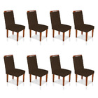 Kit 8 Cadeiras De Jantar Lyon Suede Pés Castanho - Pallazio -