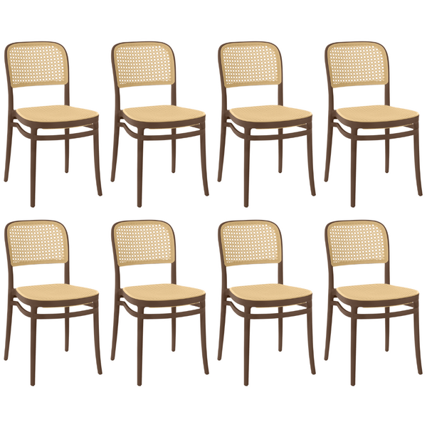 Kit 8 Cadeiras De Jantar Roma Para Sala E Cozinha - Marrom