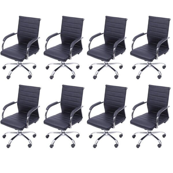 Kit 8 Cadeiras Escritório Diretor Com Rodízio Esteirinha Flor