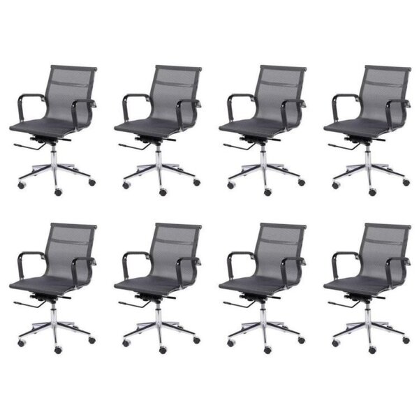 Kit 8 Cadeiras Escritorio Diretor Esteirinha Corino 3303 Cinza