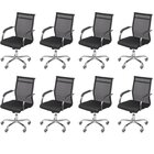 Kit 8 Cadeiras Escritorio Diretor Tela Mesh Roma 3312 Preto