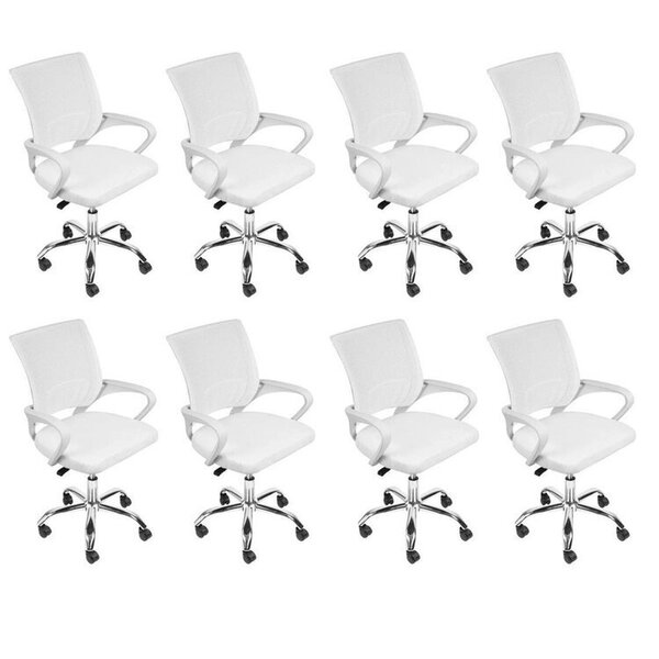 Kit 8 Cadeiras Escritório Diretor Tela Mesh Tok 3310 Branco