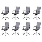 Kit 8 Cadeiras Escritorio Presidente Esteirinha Corino 3303 C