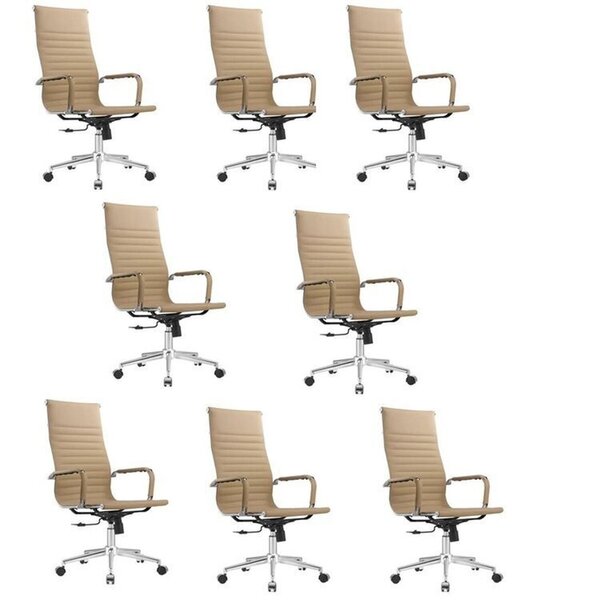 Kit 8 Cadeiras Escritório Presidente Esteirinha Corino Manhat