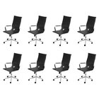 Kit 8 Cadeiras Escritório Presidente Esteirinha Rodízio Relax