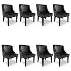 Kit 8 Cadeiras Estofadas Base Fixa De Madeira Preto Lia Sinté