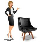 Kit 8 Cadeiras Estofadas Base Giratória De Madeira Lia Sintét