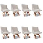 Kit 8 Cadeiras Estofadas Base Giratória De Madeira Lia Veludo