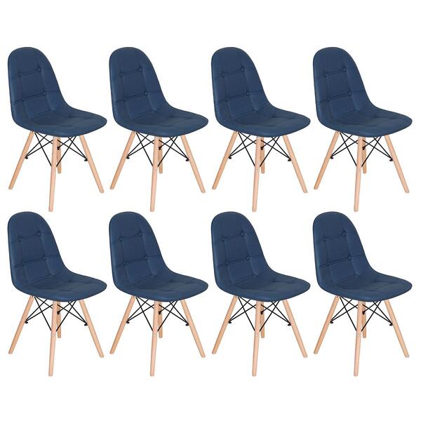 Kit 8 Cadeiras Estofadas Charles Eames Eiffel Botonê Com Pés