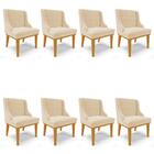 Kit 8 Cadeiras Estofadas Para Sala De Jantar Base Fixa De Mad