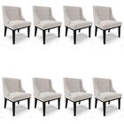 Kit 8 Cadeiras Estofadas Para Sala De Jantar Base Fixa De Mad