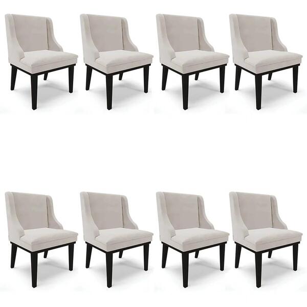 Kit 8 Cadeiras Estofadas Para Sala De Jantar Base Fixa De Mad