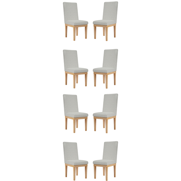 Kit 8 Cadeiras Estofadas Reforçada Para Sala De Jantar Linho