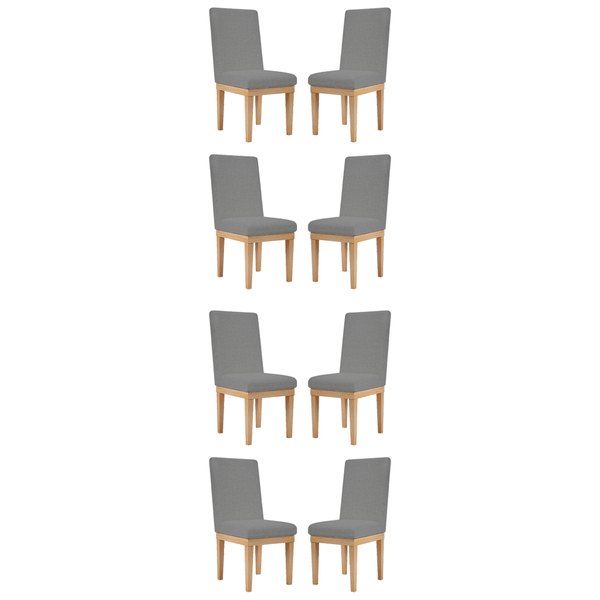Kit 8 Cadeiras Estofadas Reforçada Para Sala De Jantar Linho