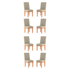 Kit 8 Cadeiras Estofadas Reforçadas Para Sala De Jantar Bege