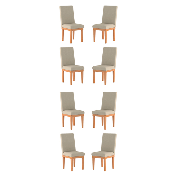 Kit 8 Cadeiras Estofadas Reforçadas Para Sala De Jantar Bege