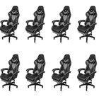 Kit 8 Cadeiras Gamer Com Rodízios Pu Hawker 3315 Preta