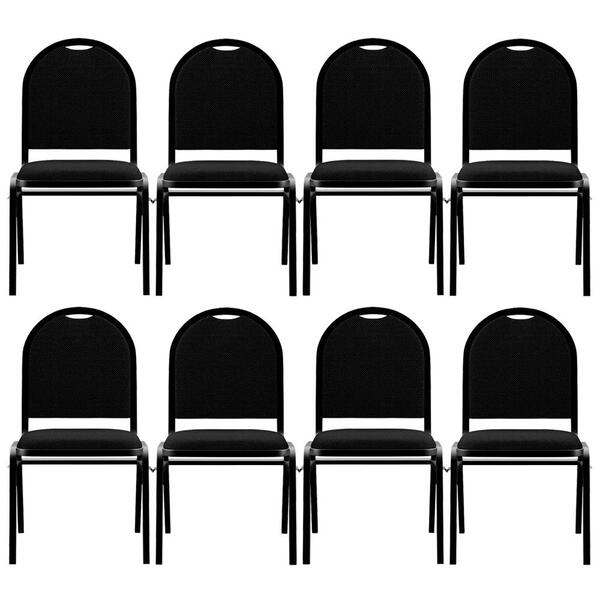Kit 8 Cadeiras Hoteleiras Auditório Empilhável Linho M23 Pret