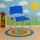 Kit 8 Cadeiras Infantil Iso, Escola, Base Cinza- Azul